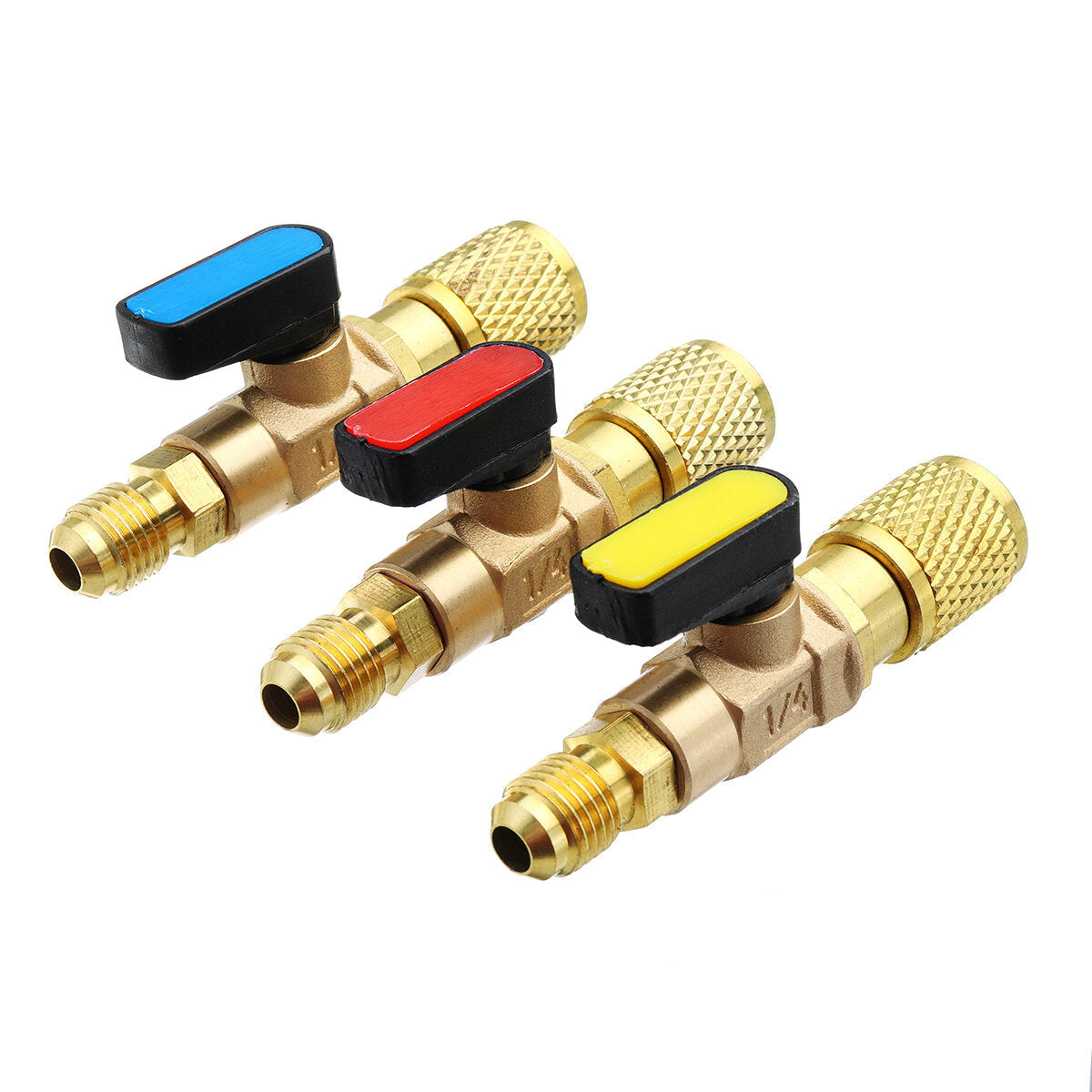 3pcs/set 3 Colors R410A Refrigerant Brass Straight Ball Valves AC Charging Hoses