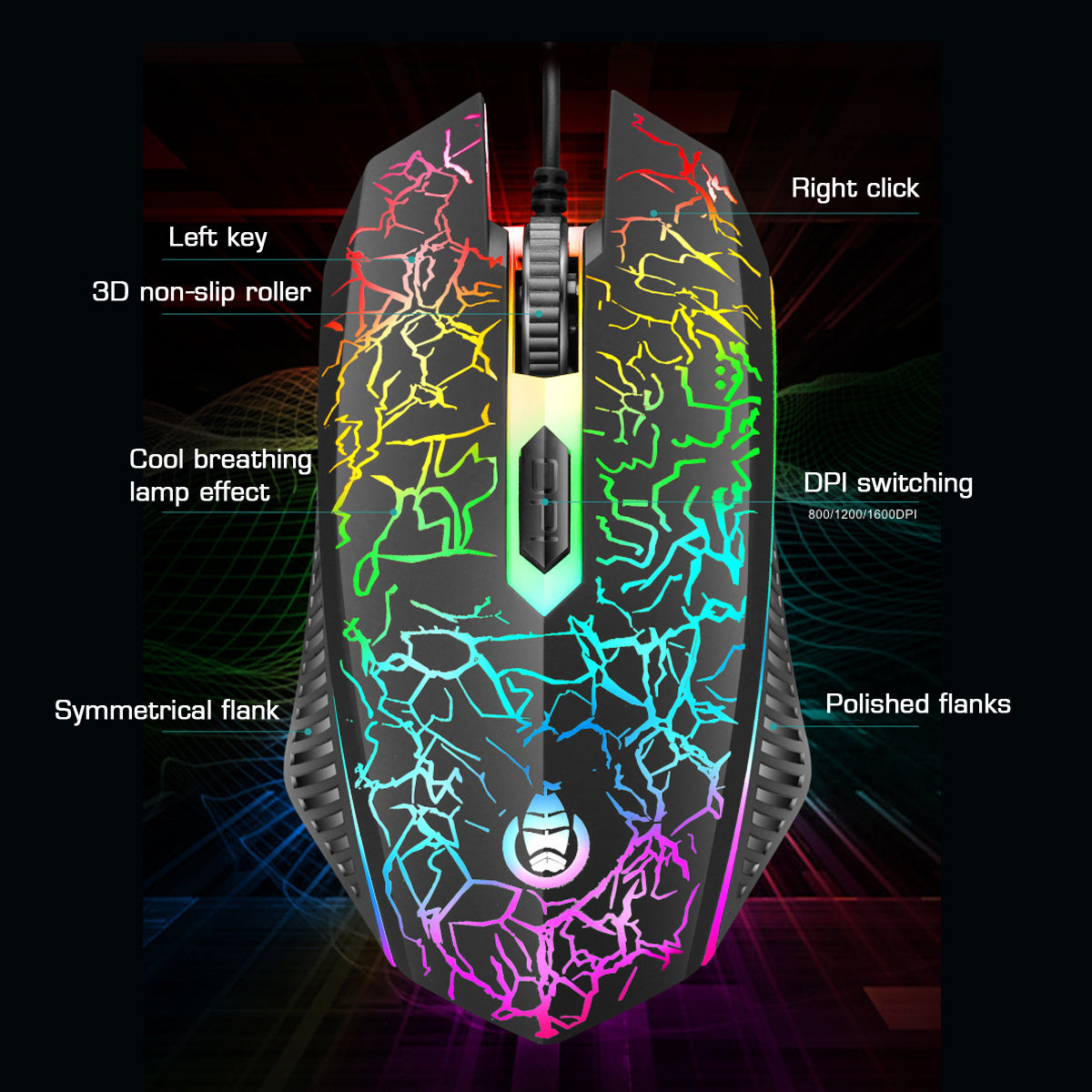 104 Keys Gaming Keyboard RGB Backlight Wired Mechanical Feeling Keyboard and 1600 DPI RGB Gaming Mouse