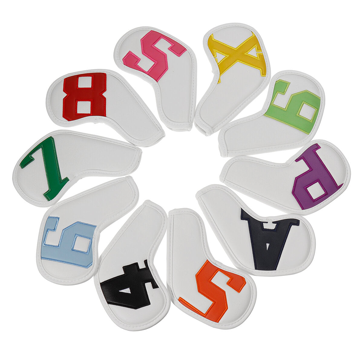 10pcs PU Leather Cover For Golf Clubs Iron Head Protector Set