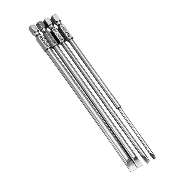 4Pcs 150mm Magnetic 3.0-6.0mm Flat Head Slotted Tip Screwdrivers Bits