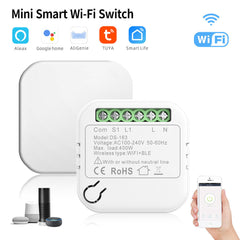 Smart WIFI Dual Control On-off Switch Dual-line Shared Switch Module Mobile Phone Voice Control Works with Amazon Alexa /Google Home