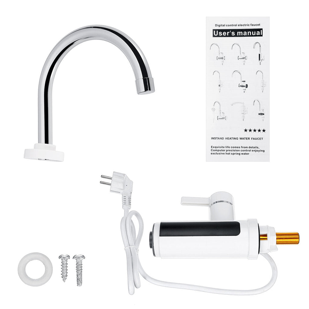 360 Electric Heater LED Faucet Tap Hot Water Bathroom Kitchen Fast
