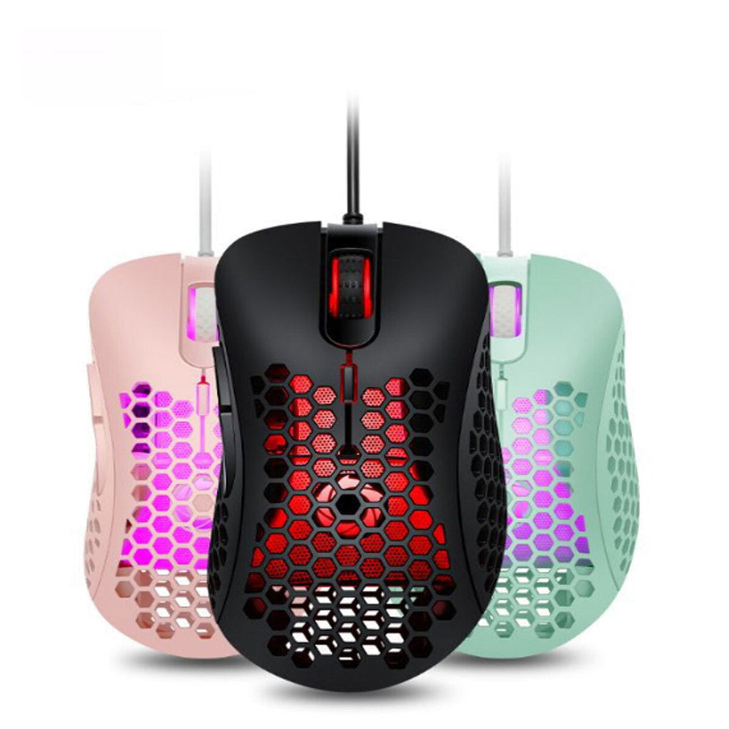 Light Magic V18 Wired Game Mouse Breathing Colorful Hollow Honeycomb 3200DPI Gaming Mouse USB Wired Gamer Mice for Computer Laptop PC