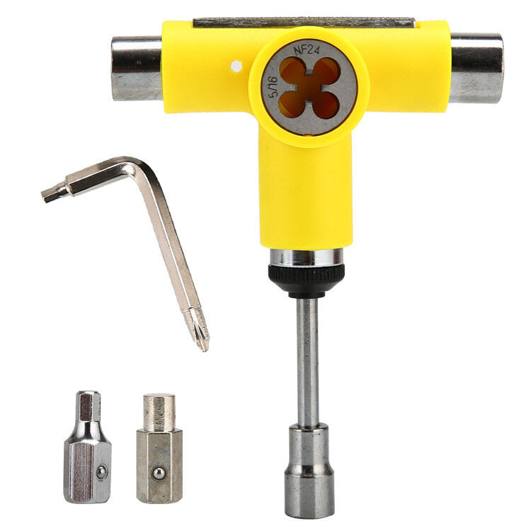 T Type Multifunctional Scooter Adjusting Tool Universal Allen Wrench Screwdriver Sandpaper Socket Wrench Skateboard Repair Tool