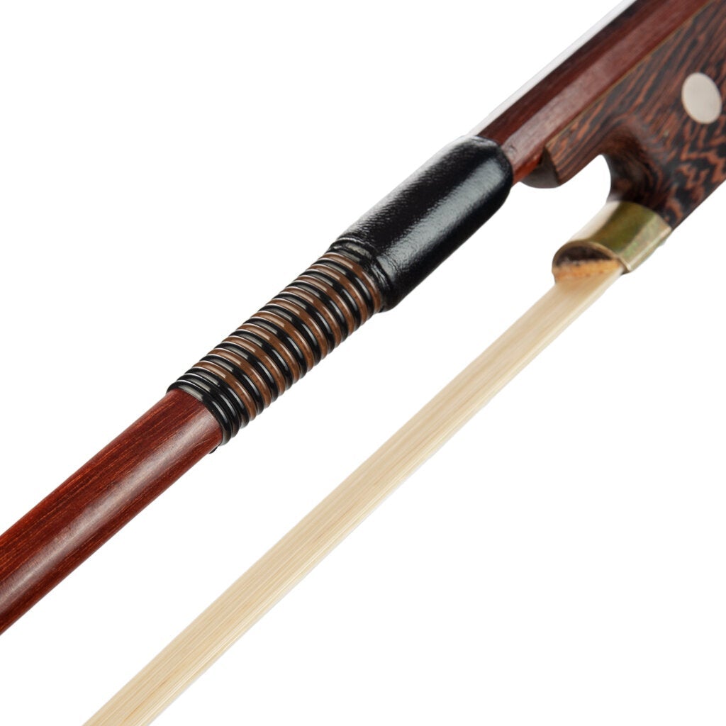 4/4 Double Bass Bow French Style Brazilwood Stick with Wenge Frog Sheep Skin Grip White Horsehair