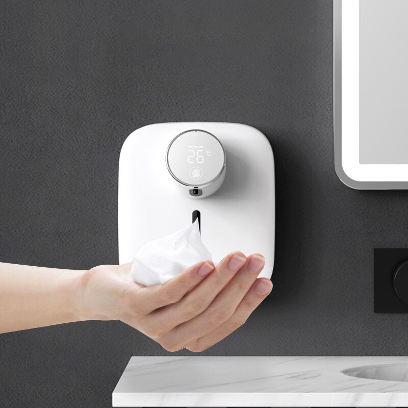 Smart Temperature Display USB 320ml Wall-mounted Automatic Soap Dispenser Rechargeable Waterproof Infrared Sen sor Foam Handwash Machine