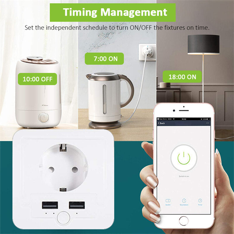 WiFi Smart Wall Socket European Electric Outlet Wireless Remote Control EU Plug Compatible With Amazon Alexa Google Assitant IFTTT