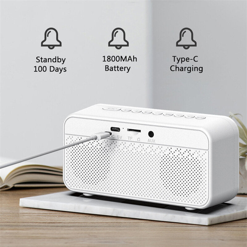 Alarm Clock Speaker Bluetooth 5.0 Day Demperature Display 3 Mode Night Light 1800mAh Battery
