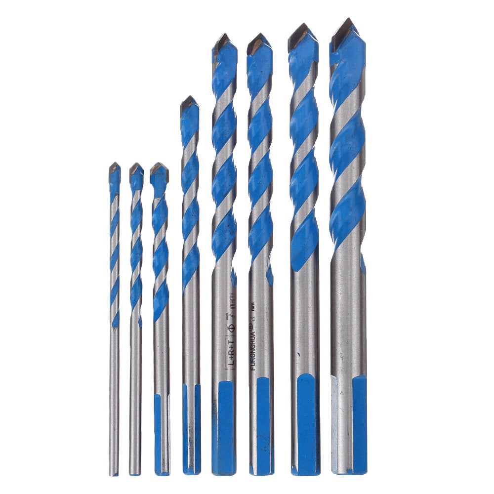 8Pcs Multi Purpose Carbide Tip Drill Bits Set Construction Hole Saw Cutter for Concrete Masonry Ceramics Tiles Wood Plastic Metal Sheets and Aluminum