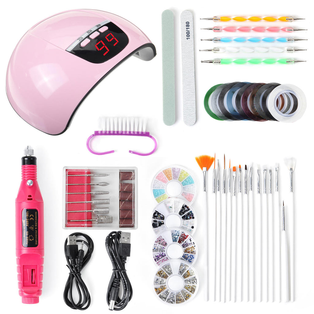 55W 15LED UV Lamp USB UV LED Lamp Set 20000RPM Nail Grinder Drill Grinding Polishing Machine Manicure File Tools