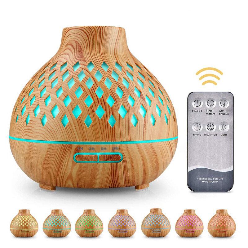 400ml Mini Humidifier Wood Grain Aroma Essential Oil Diffuser USB Ultrasonic Smooth Fog Mist Maker Remote Control