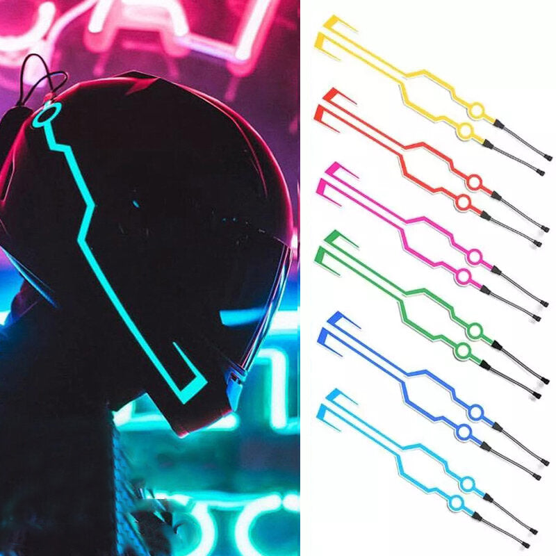 2PCS Waterproof Cycling Helmet Light Riding Signal EL Strip Flashing LED Durable Kit Bar DIY Bicycle Helmet Strip Light