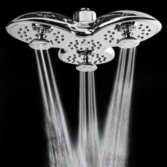 106 Nozzles Angle Adjustable Waterfall Rainfall Shower Heads Chrome Plated Trident Shape Head