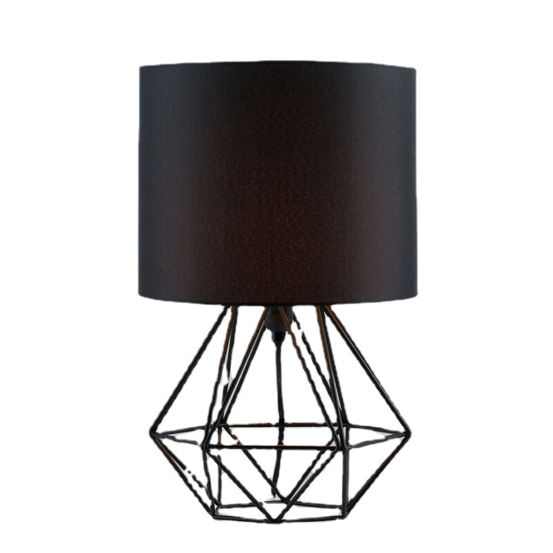Hollowed Out Modern Desk Lamp Bedroom Bedside Geometric Table Lamp With Shade