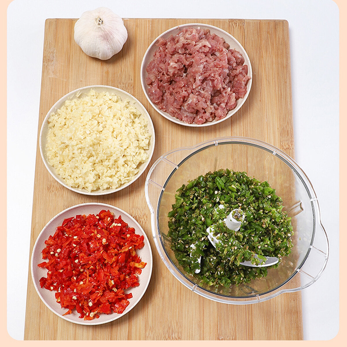 Manual Food Meat Grinder Vegetables Chopper Hand Press Blender Mixer 0.7/1.5/2L