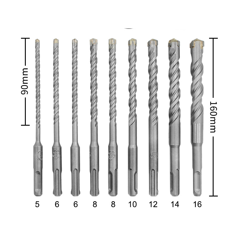 9Pcs Carbide Tipped Cross Head 5-16mm Electric Hammer SDS Shank Drill Bit Set Concrete Masonry Drill Bits