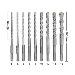 9Pcs Carbide Tipped Cross Head 5-16mm Electric Hammer SDS Shank Drill Bit Set Concrete Masonry Drill Bits
