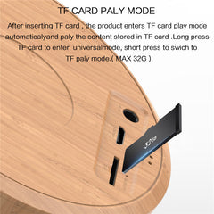 Wooden Wireless Bluetooth Speaker Stereo Bass Subwoofer TF Card AUX-In Portable Mini Soundbar with Mic