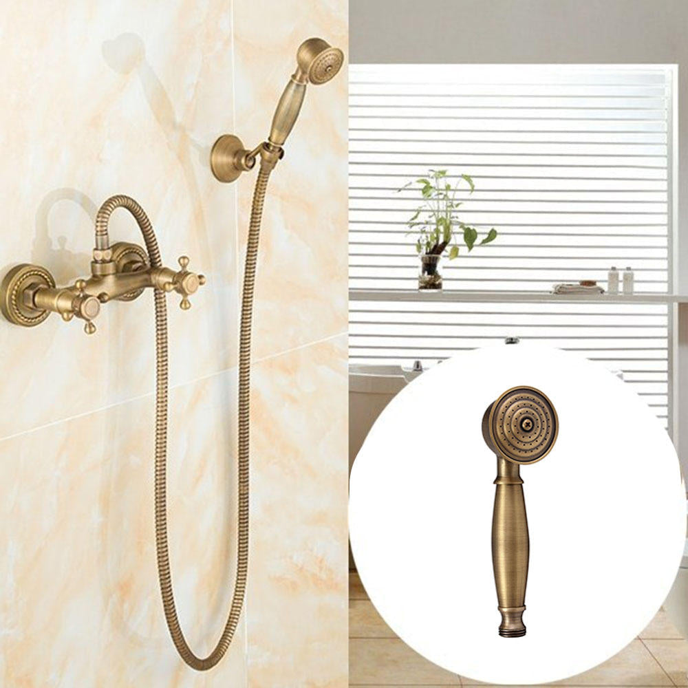 G1/2 Antique Copper Handheld Faucet Shower Head Spraying High Pressure w/ Flexible 1.5m Hose for Bathroom