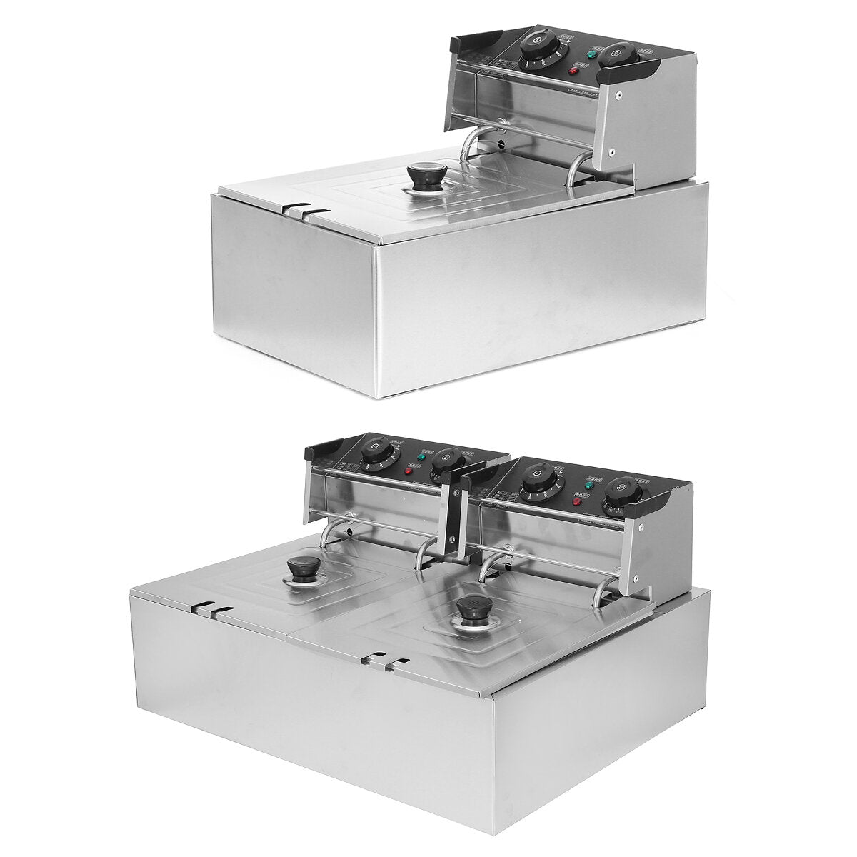 220V 6L/12L Timer Electric Fryer Deep Fryer With Lids & Baskets