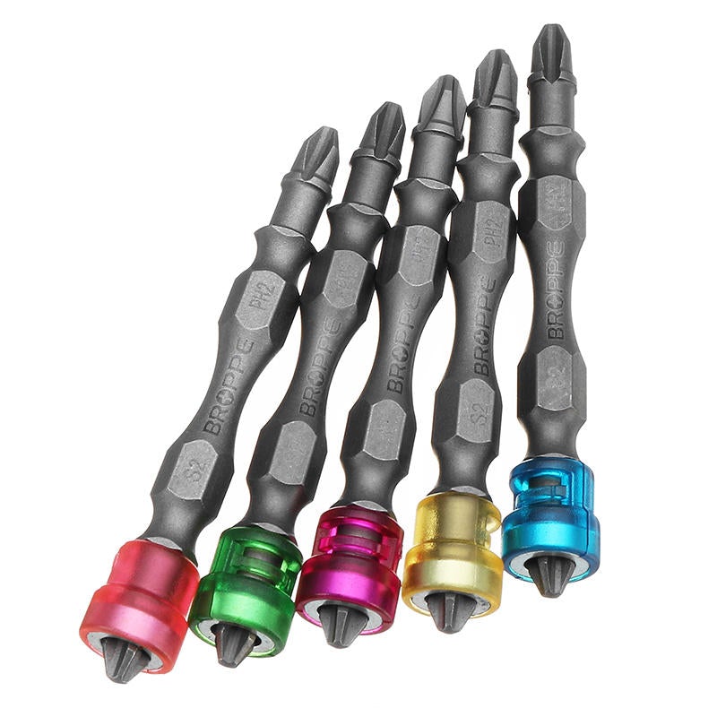 5pcs Double Head 65mm S2 Alloy PH2 Phillips Magnetic Screwdriver Bits 1/4 Inch Hex Shank