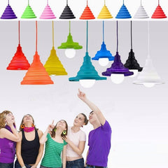 Folding Lampshade Colorful Silicone E27 Lamp Holder Pendant Lights DIY Ceiling Light Home Decor