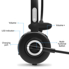 Bluetooth 5.0 Headphones Hands-free With HD Mic Charging Base Wireless Skype Headsets For Trucker Drivers Call Office