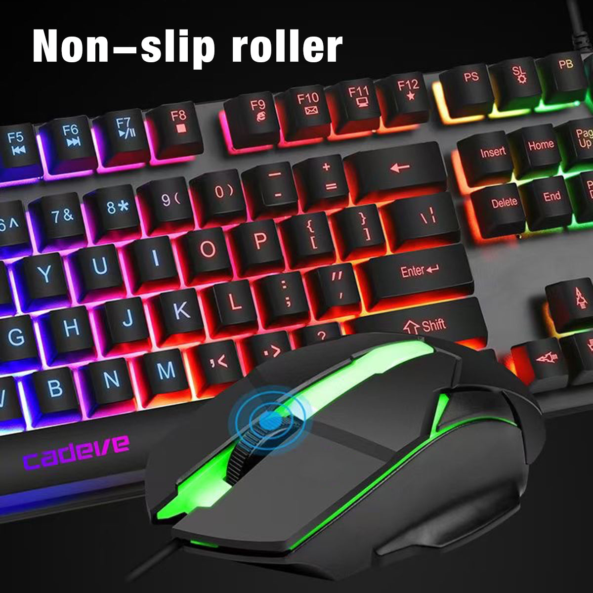 Wired Keyboard & Mouse Set 104 Keys USB Wired Light Transmitting Keyboard Ergonomic Mouse RGB Rainbow Backlit Gaming Keyboard Mouse Combo