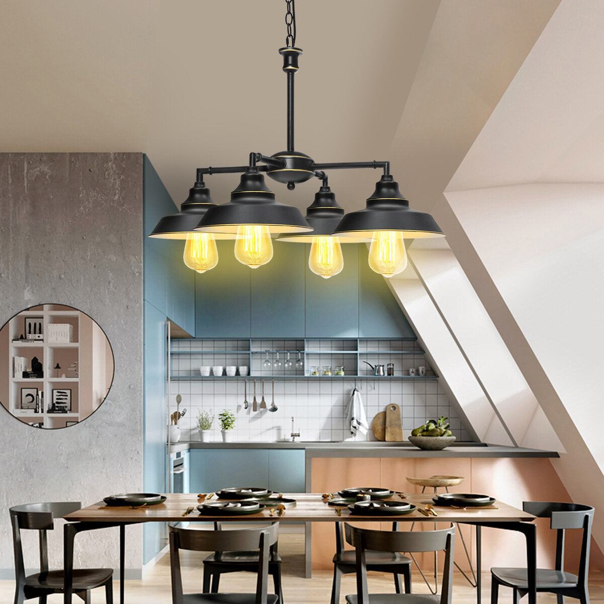 Industrial Metal Chandelier Pendant Light Indoor Home Bar Ceiling Lamp Fixture AC110V