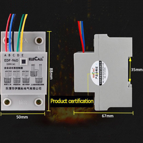 Din Rail Mount Float Switch Auto Water Level Controller with 3 Probes,AC220V 5A