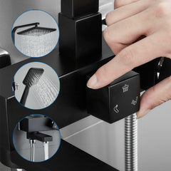Black Shower System Thermostatic Faucet Column Handheld Set