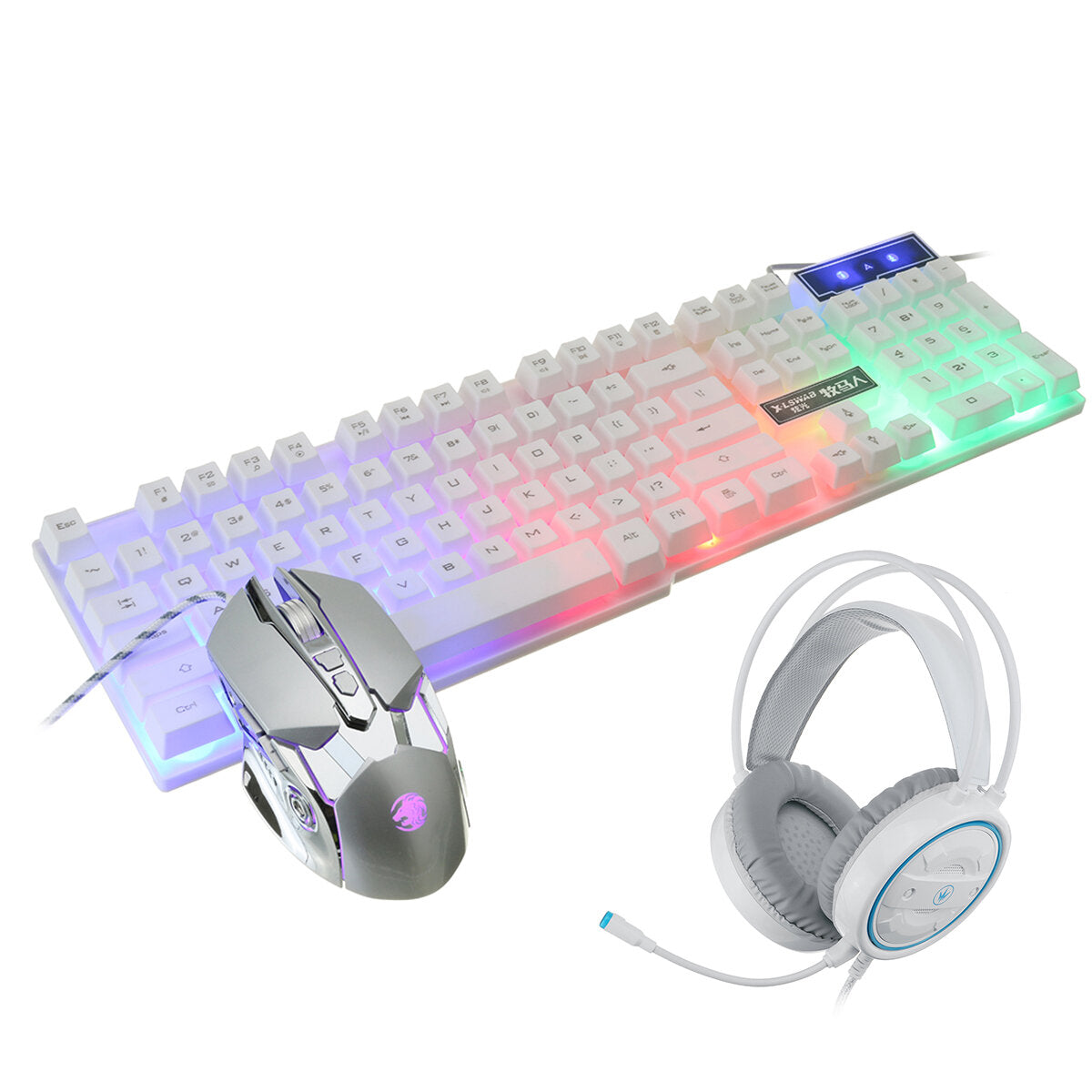 104-Key Waterproof Wired Mechanical Keyboard Headphones Mice Combo With Mic RGB Gaming Set