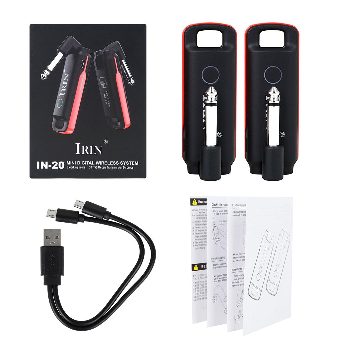 Wireless Guitar System UHF Transmitter and Receiver for Electric Bass