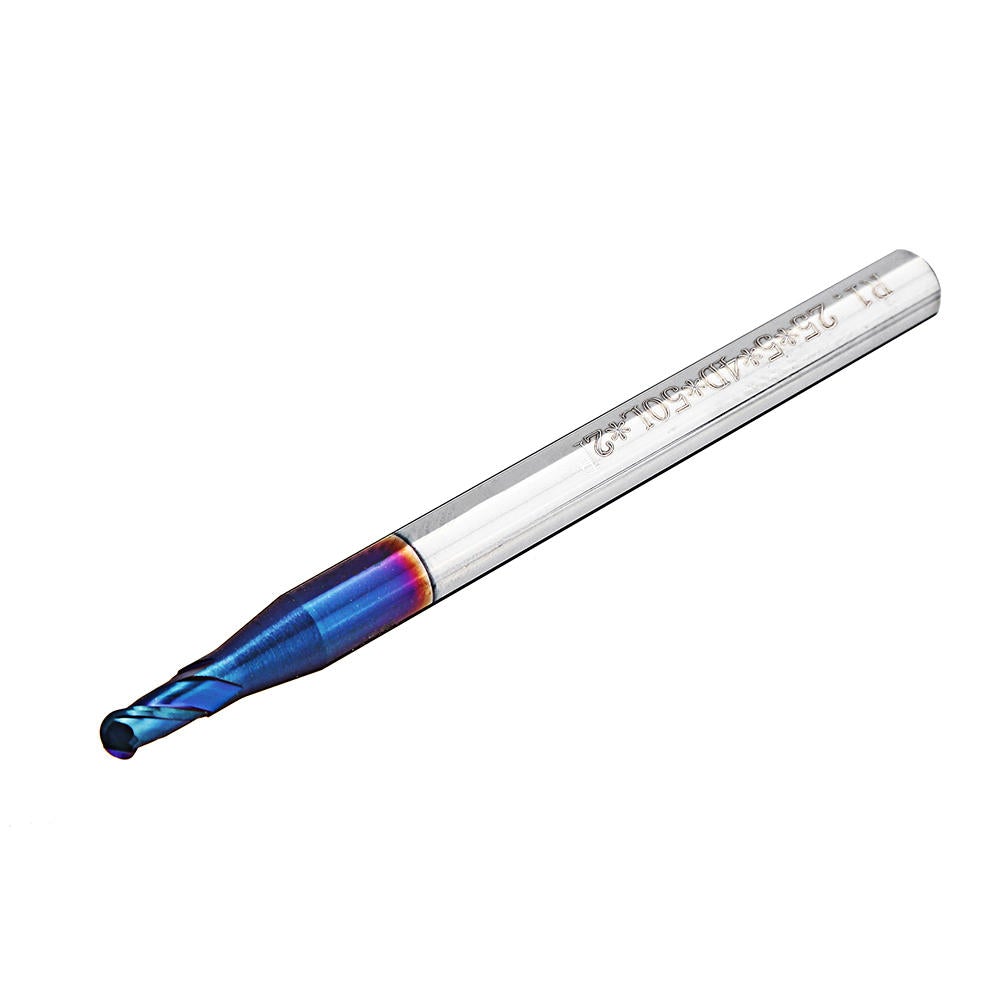 2 Flutes Ball Nose End Mill 50mm Blue NaCo Coating CNC Milling Cutter