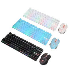 Wireless Keyboard Mouse Set 87 Keys 2.4GHz Wireless Rechargeable Colorful Backlit Keyboard 2400DPI Mouse Combo for Home Office