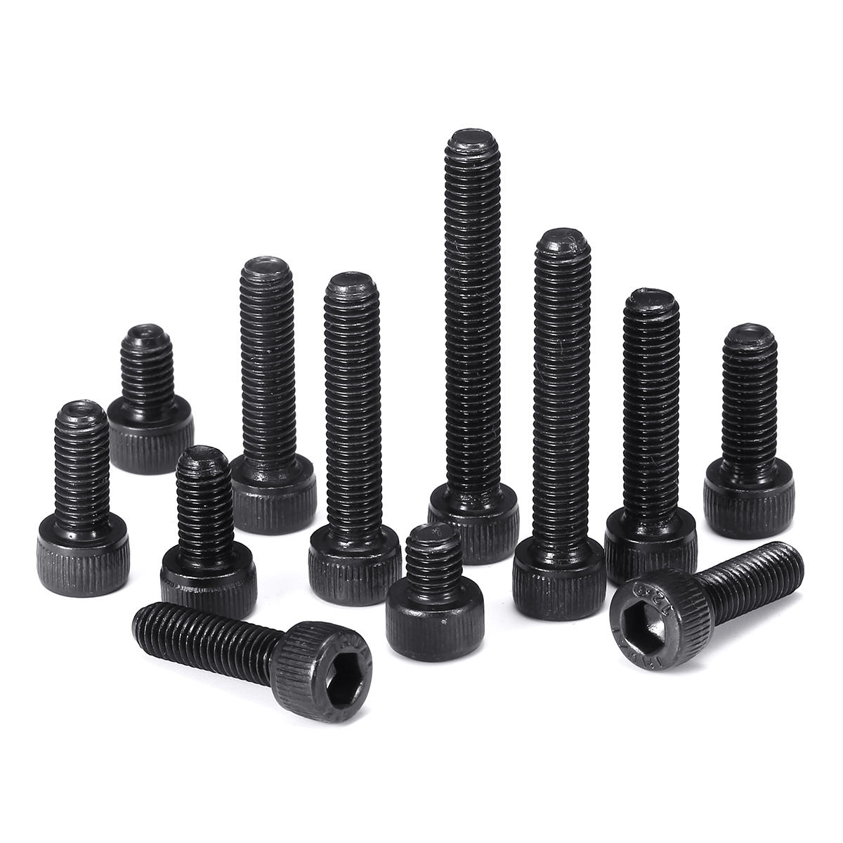 140Pcs M5 12.9 Grade Carbon Steel Hex Socket Cap Head Screw Bolt 6-35mm Set