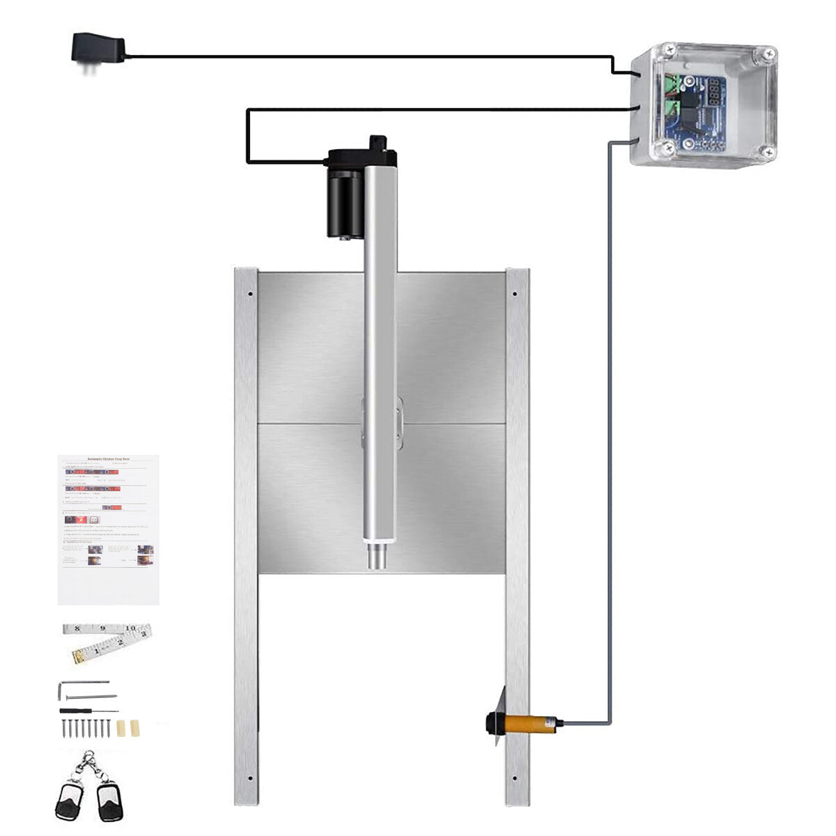 600MM Push Rod Type 2 In 1 Photosensitive Timing Chicken Cage Door Opener