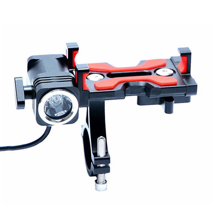 Aluminium Alloy Phone Holder With Bike Headlight 4.5-6.4inch Phone Clip Stand For Cycling
