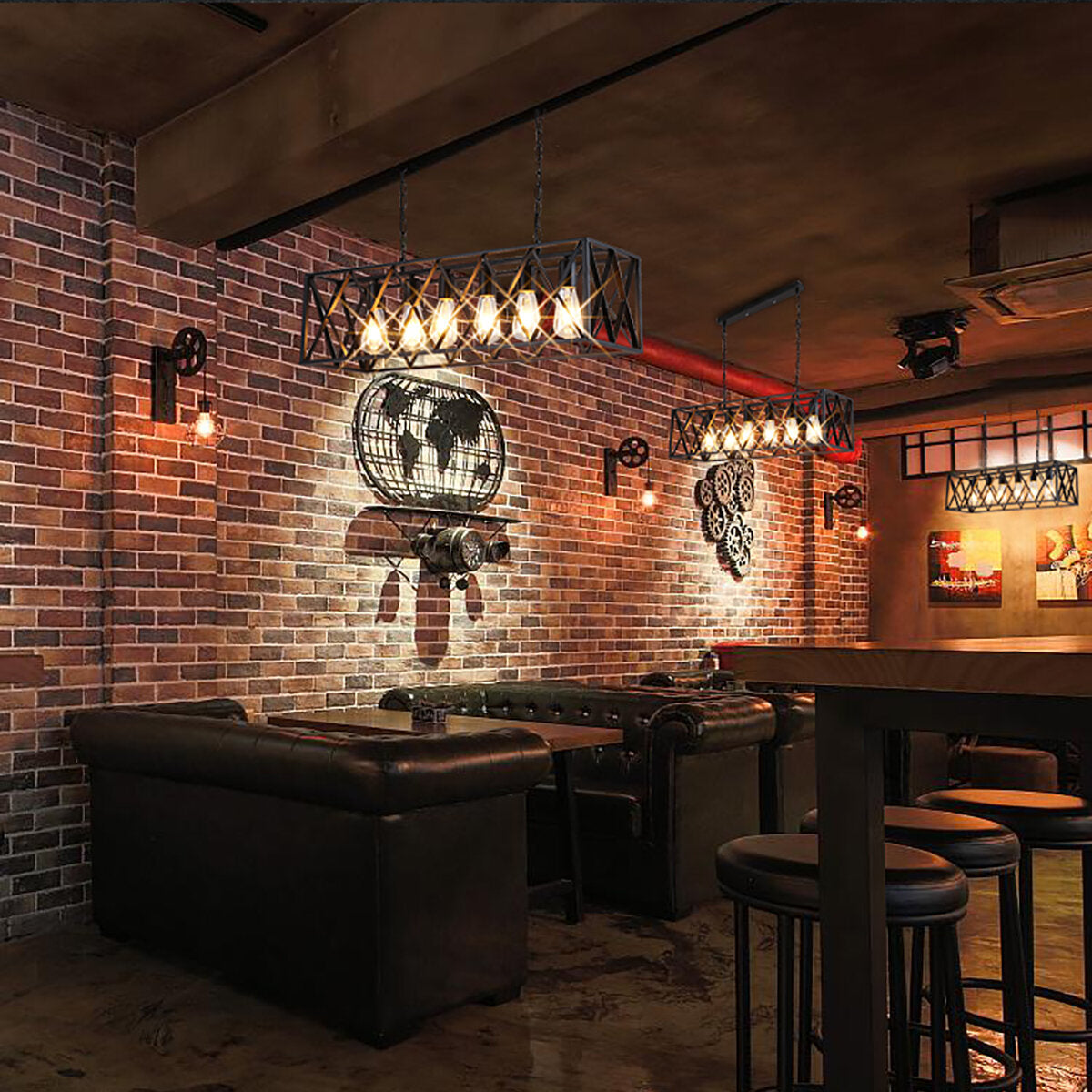 85-265V Industrial Kitchen Pendant 4/6-Light Chandelier Ceiling Lamp Fixture Decor Without Bulb