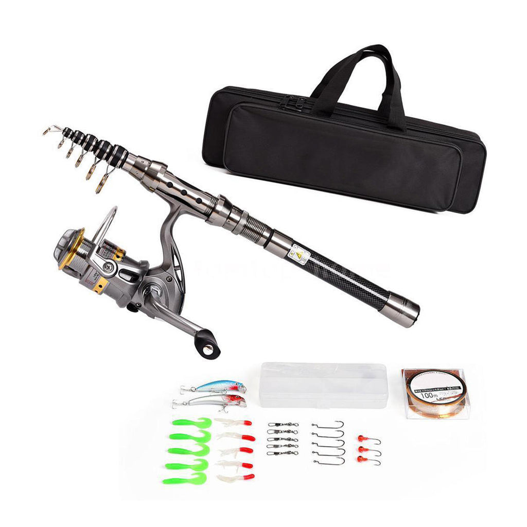 Telescopic Spinning Fishing Rod Reel Combo Full Kit Professional Fishing Pole Reel Set