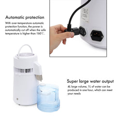 Water Distiller Pure Purifier Filter Dental Office Home Use,750W 220V 4L