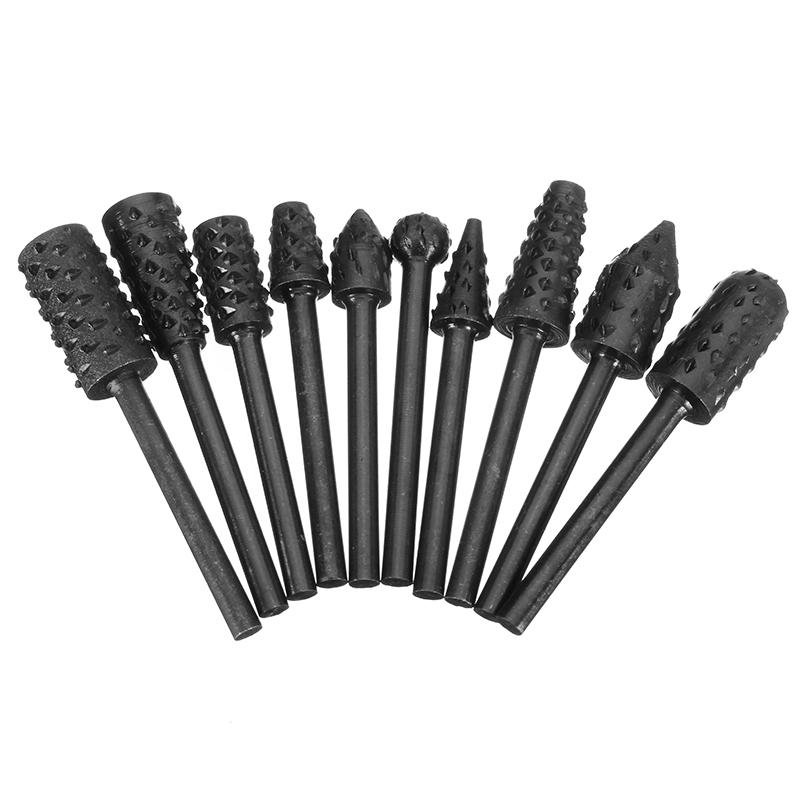 10Pcs 3mm Shank Rotary File Drill Bits Cutter Rasp Set Woodworking Tool