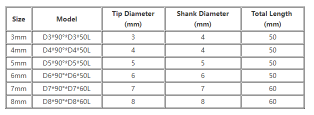 3 Flutes 90 Degree Carbide Chamfer Mill HRE45 3/4/5/6/7/8mm Tungsten Steel Milling Cutter