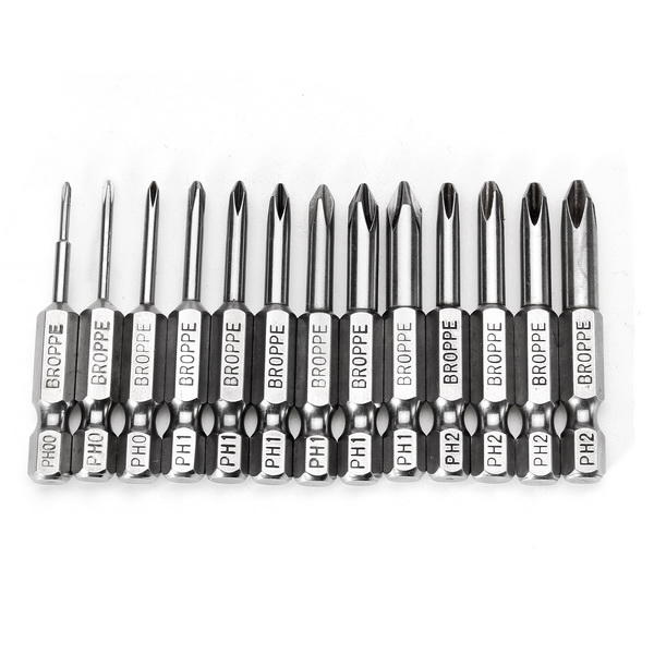 13pcs 50mm Magnetic Long Hex Shank Cross Head Screwdriver Bits