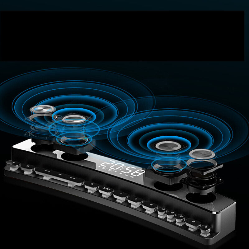 Clock Version Bluetooth 5.0 Electronic Sports Speaker Clock Function Hi-Fi Sound Quality Desktop Audio Subwoofer Dual Speakers