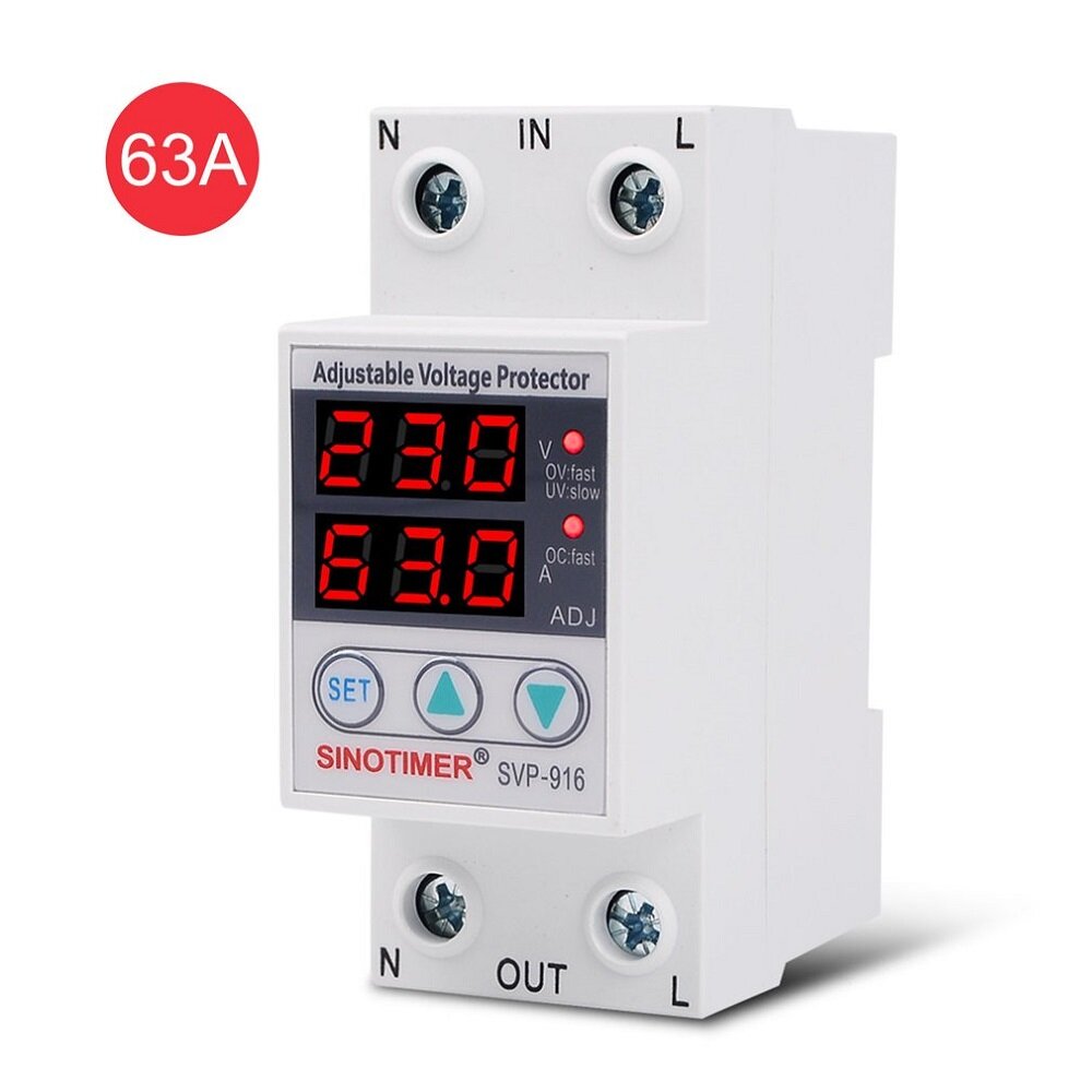 Adjustable Auto-recovery Under/Over Voltage Protector Relay Breaker Protective Device With LED