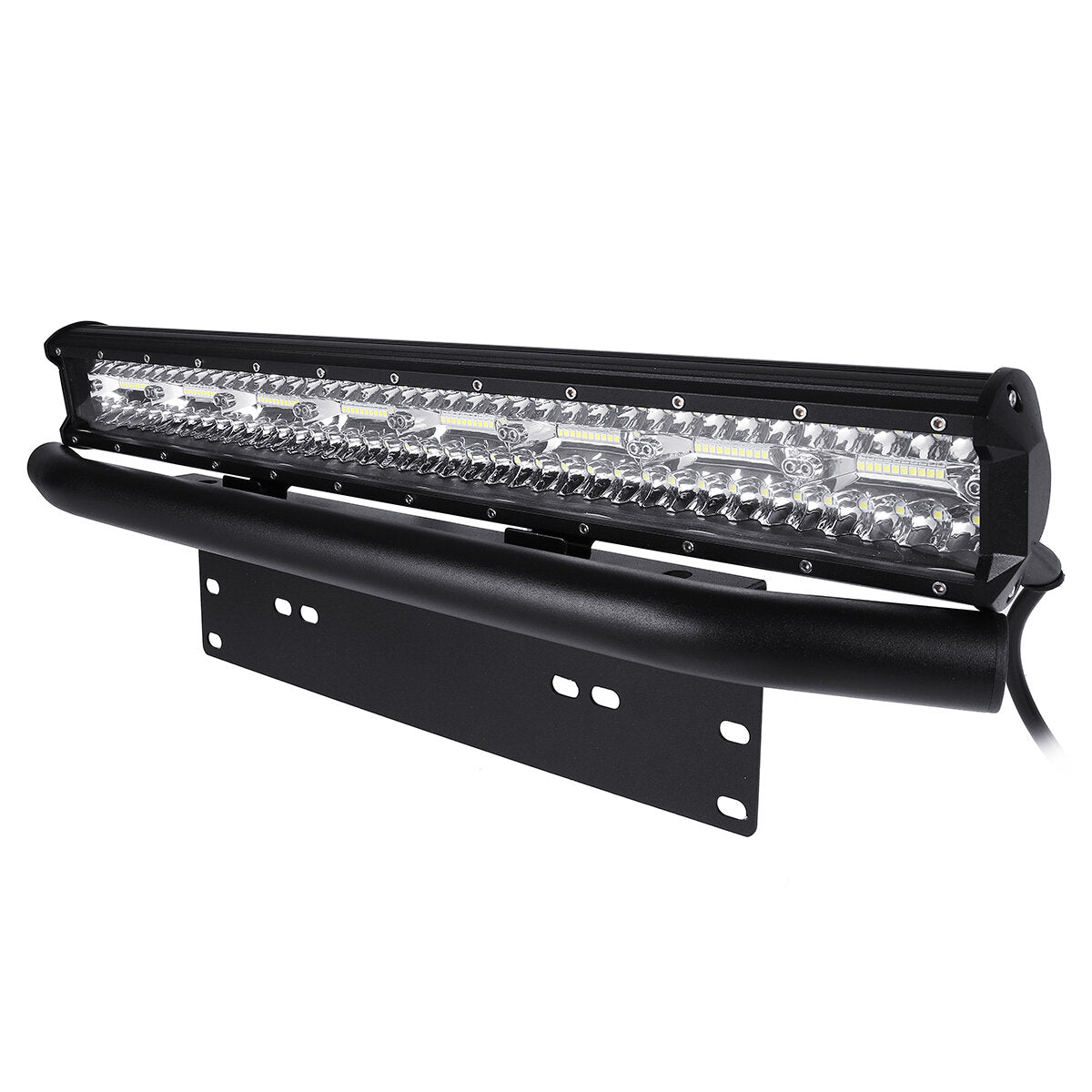 10-30V 23inch Tri-row LED Work Light Bar Combo + Bumper License Plate Mount With Wire Bracket