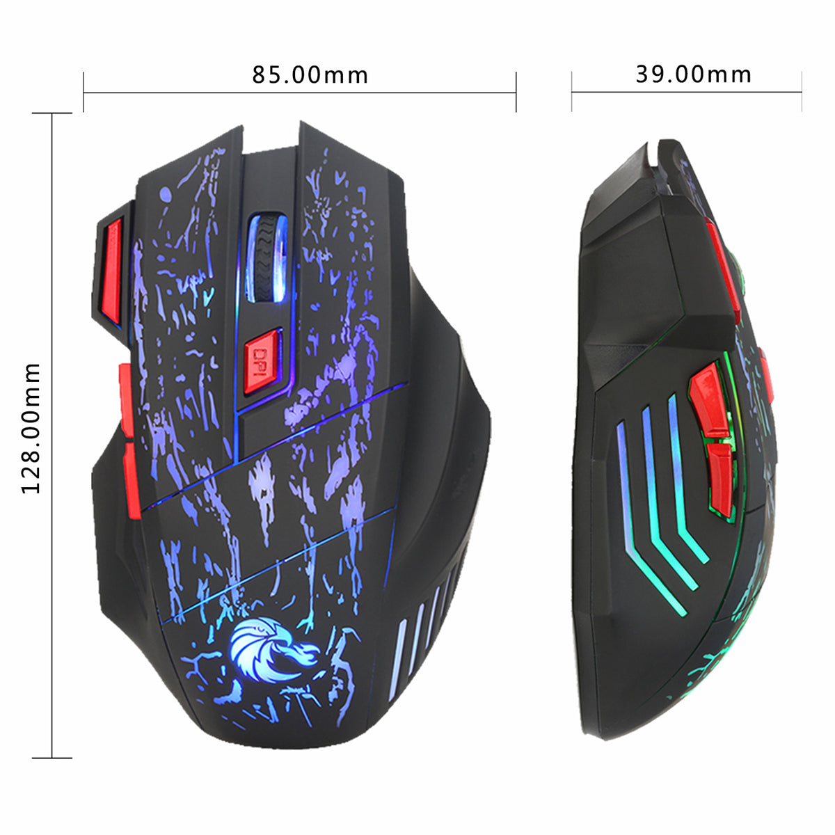 Russian Wired Gaming Keyboard & Mouse Set 104 Keys Rainbow Backlit Punk Keycaps Mechanical Feel Keyboard 5500DPI 7 Buttons Computer Mouse