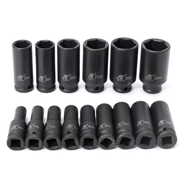 15pcs 1/2 Inch Drive Deep Impact Metric Socket Set 10-32mm Air Garage Socket Wrench Tool