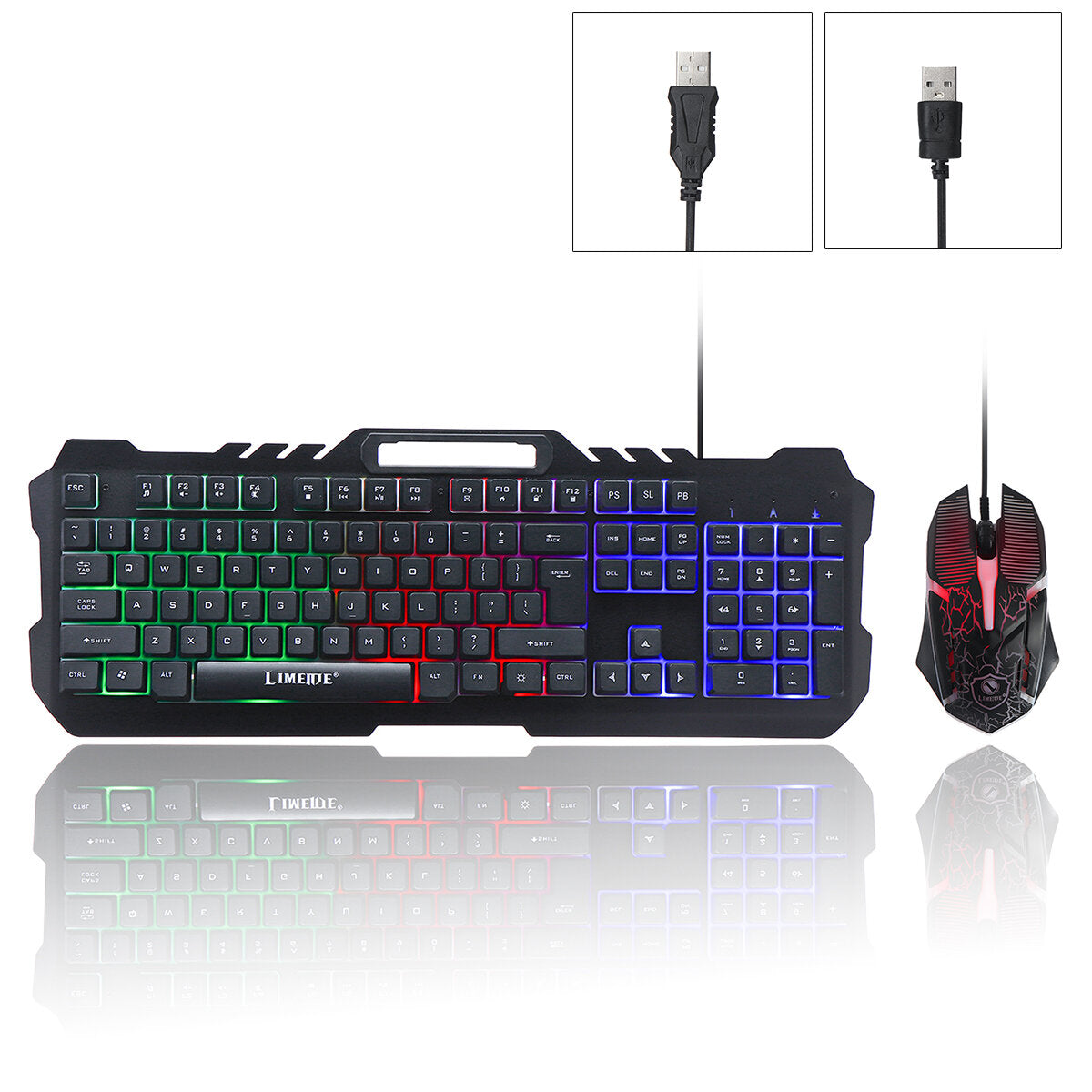 Wired Mechanical Keyboard & Mouse Set 104 Keys RGB Backlight Gaming Keyboard with Phone Holder 1600dpi Mouse